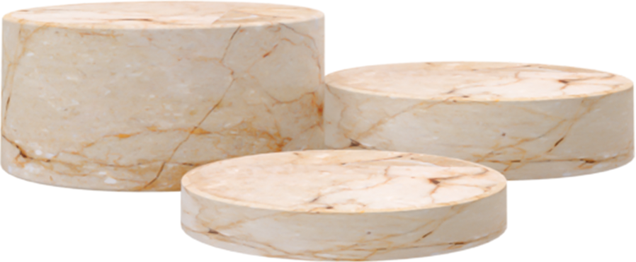 Three Round Marble Podiums Cutout